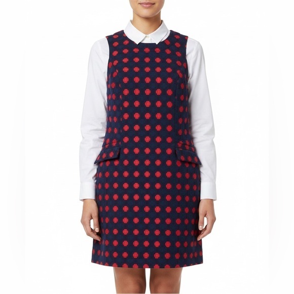 Boden Dresses & Skirts - BODEN Tweed Navy & Red Preppy Midi Dress S. 8